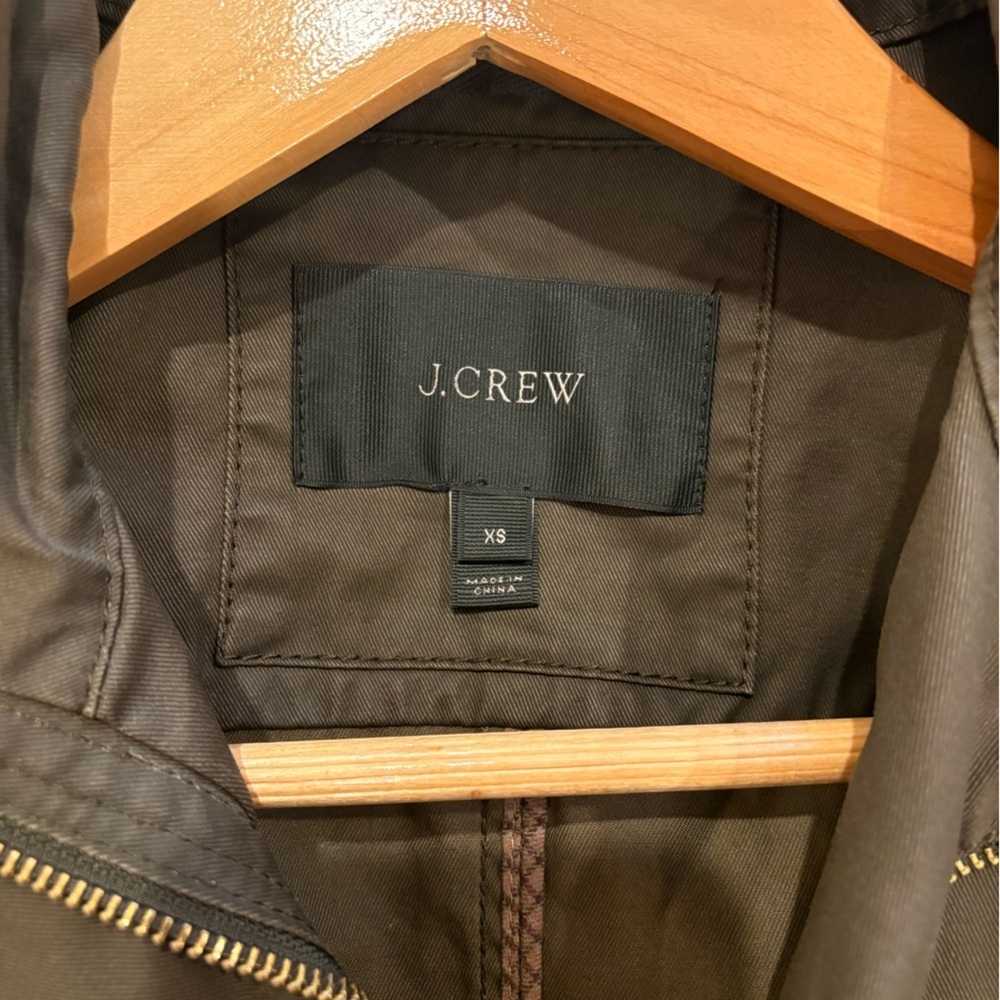 J. Crew Dark Olive waxed Utility Jacket with Gold Buttons - Picture 4 of 5